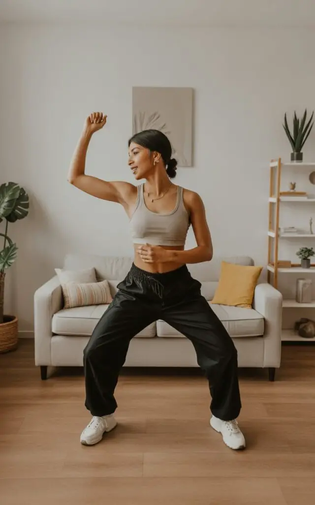 dancing zumba at home with Reggaeton