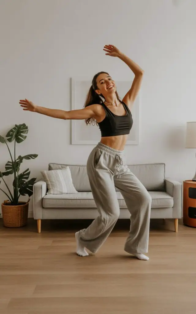 dancing zumba at home with salsa