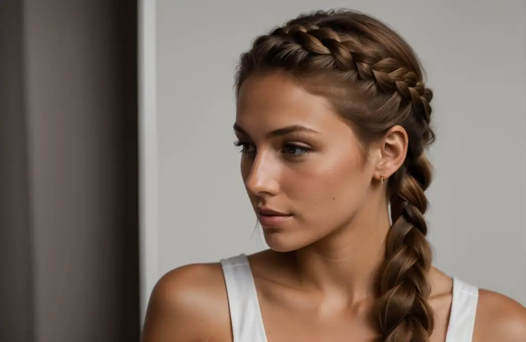 dutch braid with Light Chestnut Brown hair color