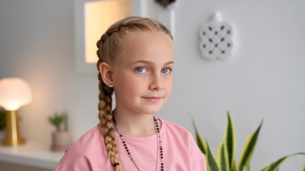 young girl with a French braid