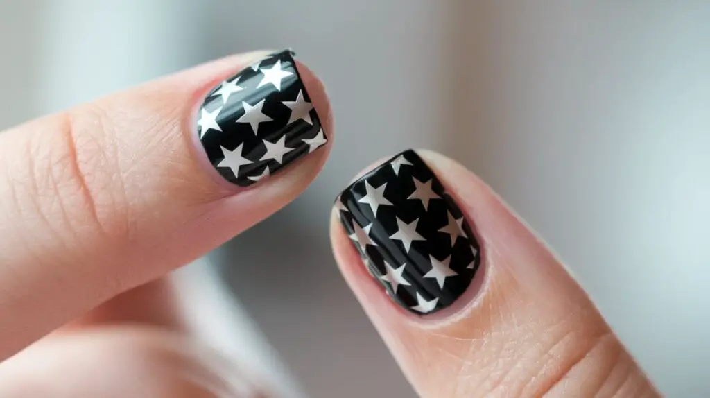 Black Nail Polish with Starts