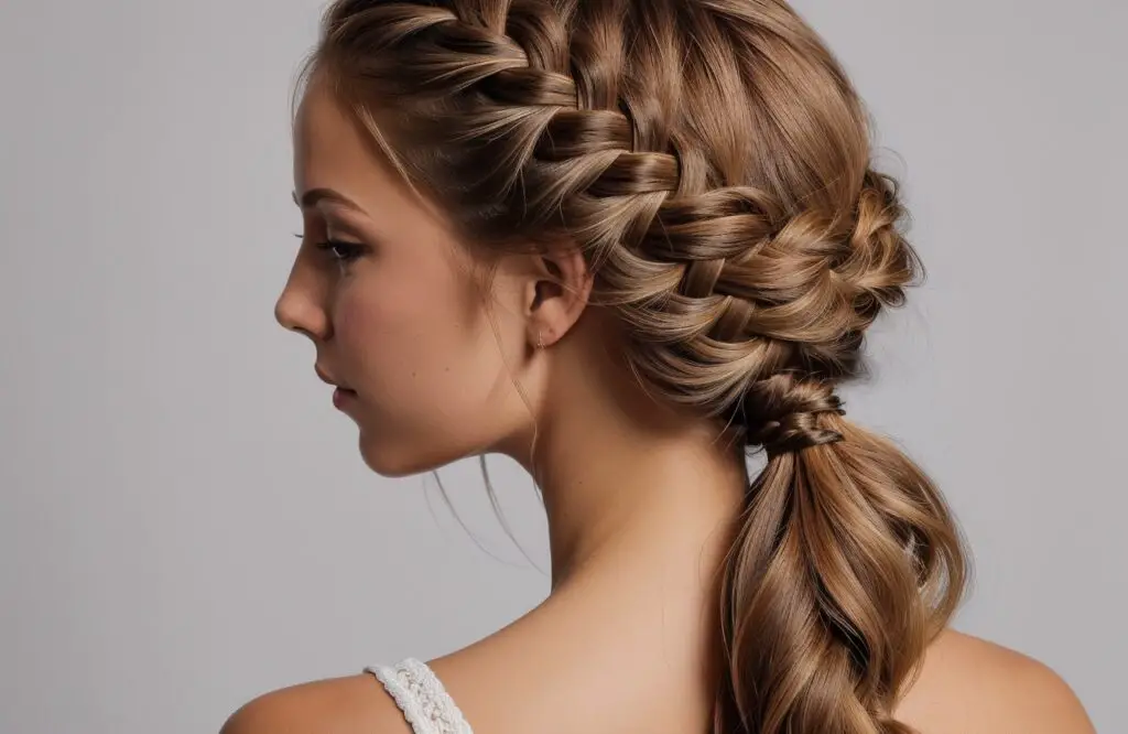 hair braid with 4 strands on Caramel Blonde hair color