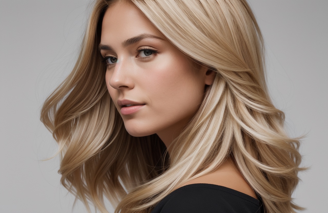 haircut on long hair with layers and Ice Blonde hair color