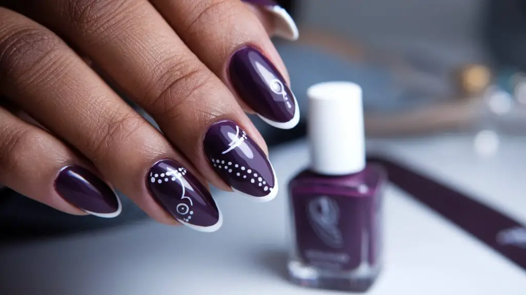 Purple Oval Almond Shaped Nail Design For Black Women 