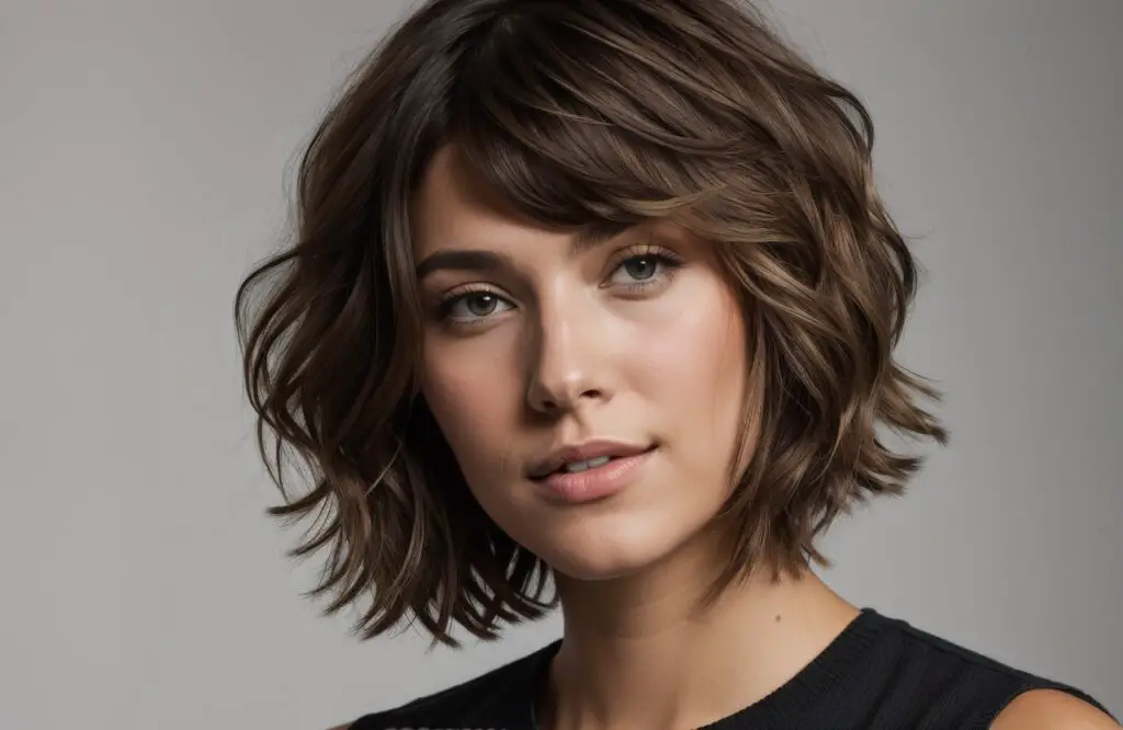 layered shaggy bob haircut with Volume and Texture