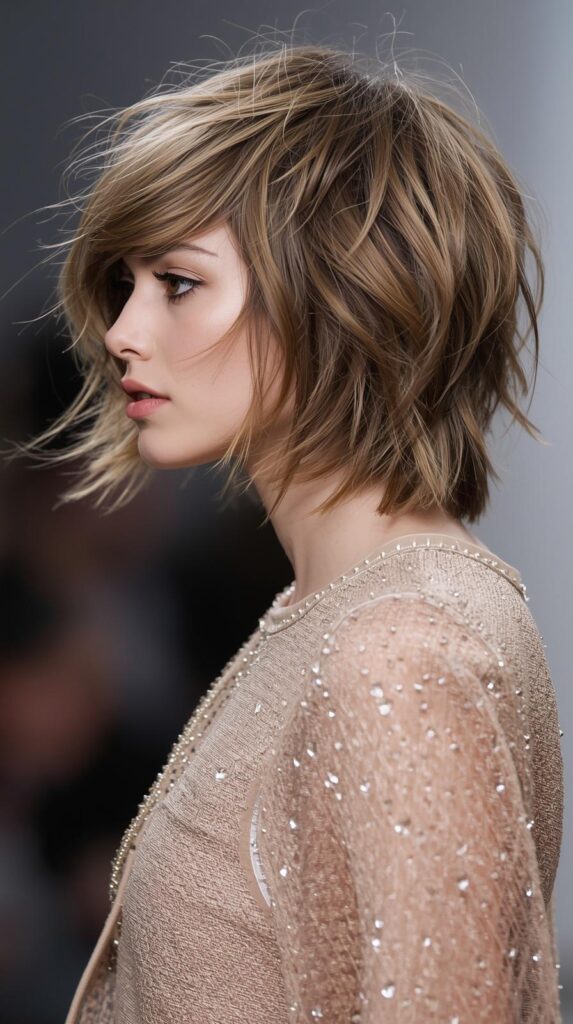 medium length shag haircut with tousled air-dried texture