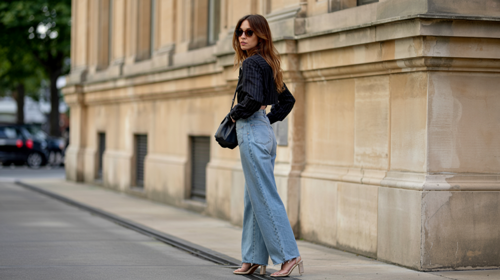 woman with Wide Leg Jeans Outfit