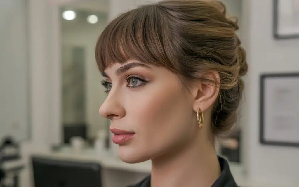 updo with Short hair Bangs