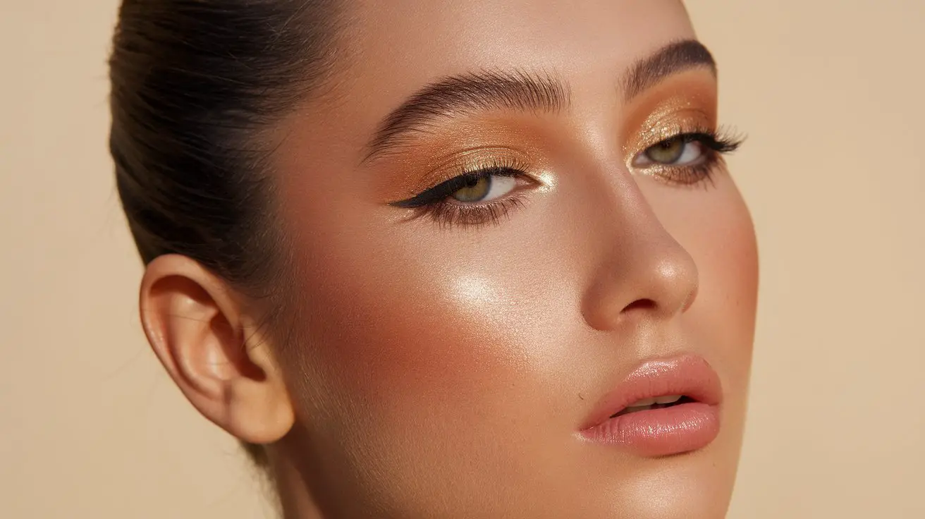 Professional beauty shot showing seamless cat eye blend