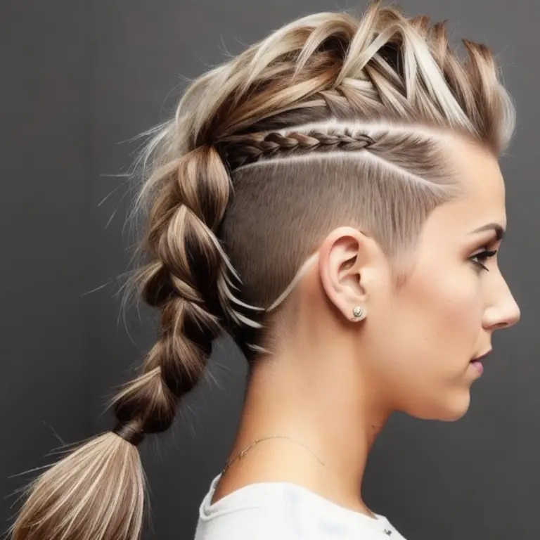 punk Mohawk braid on Light Ash Brown hair color