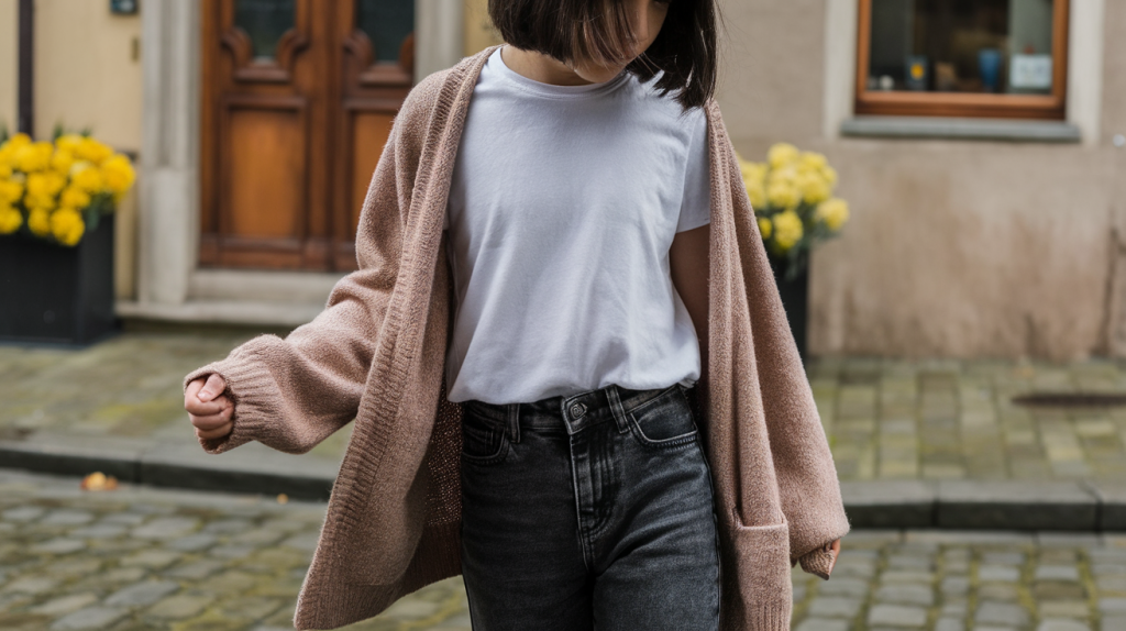 casual girl outfit with black jeans