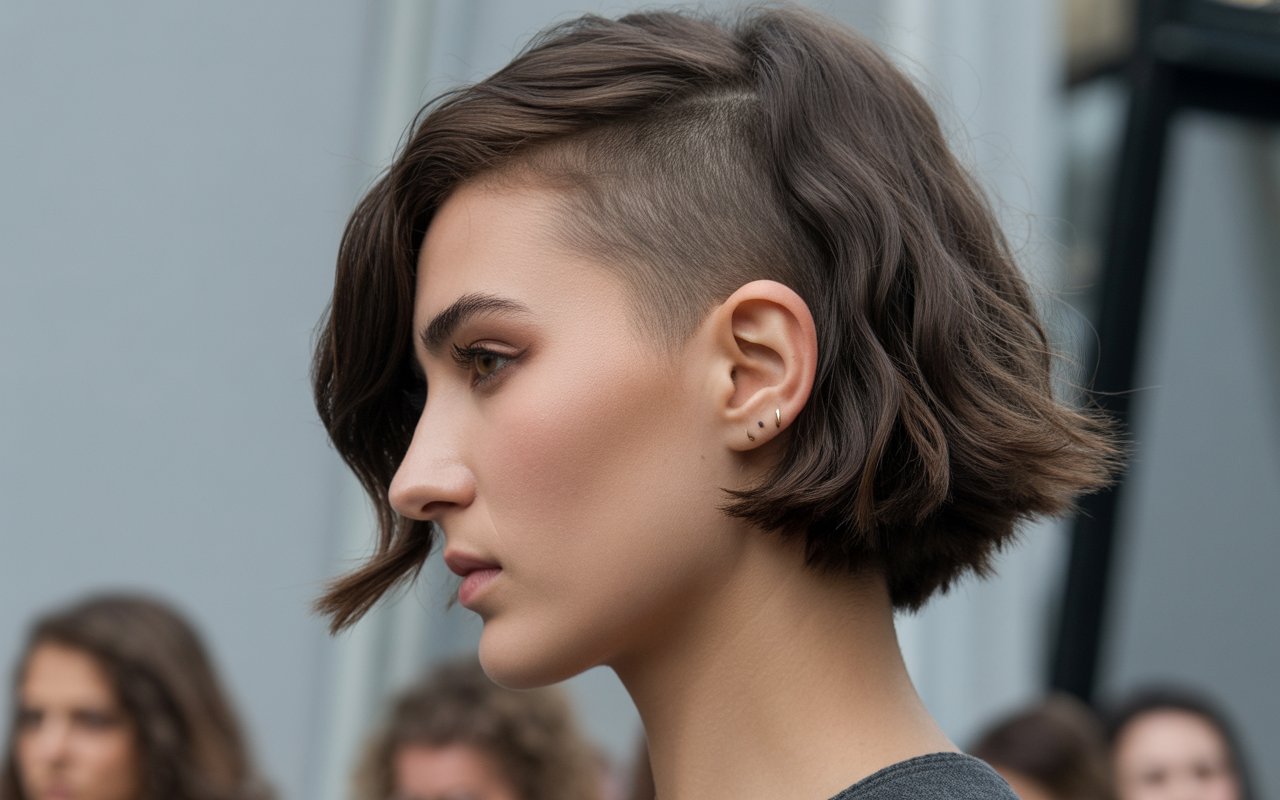 Shaggy Bob haircut and one side shaved