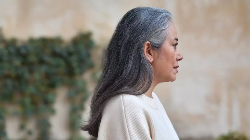 Long Haircut on Gray Hair