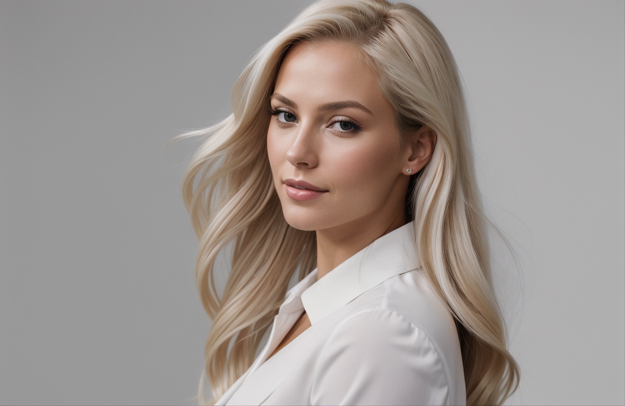 shiny hair with Platinum Blonde hair color