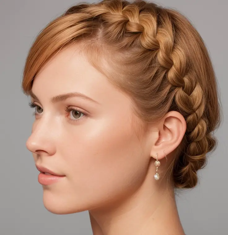 short hair with short Pull-Through Braid on Peach hair color