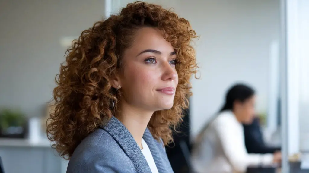 Office woman with perm hair