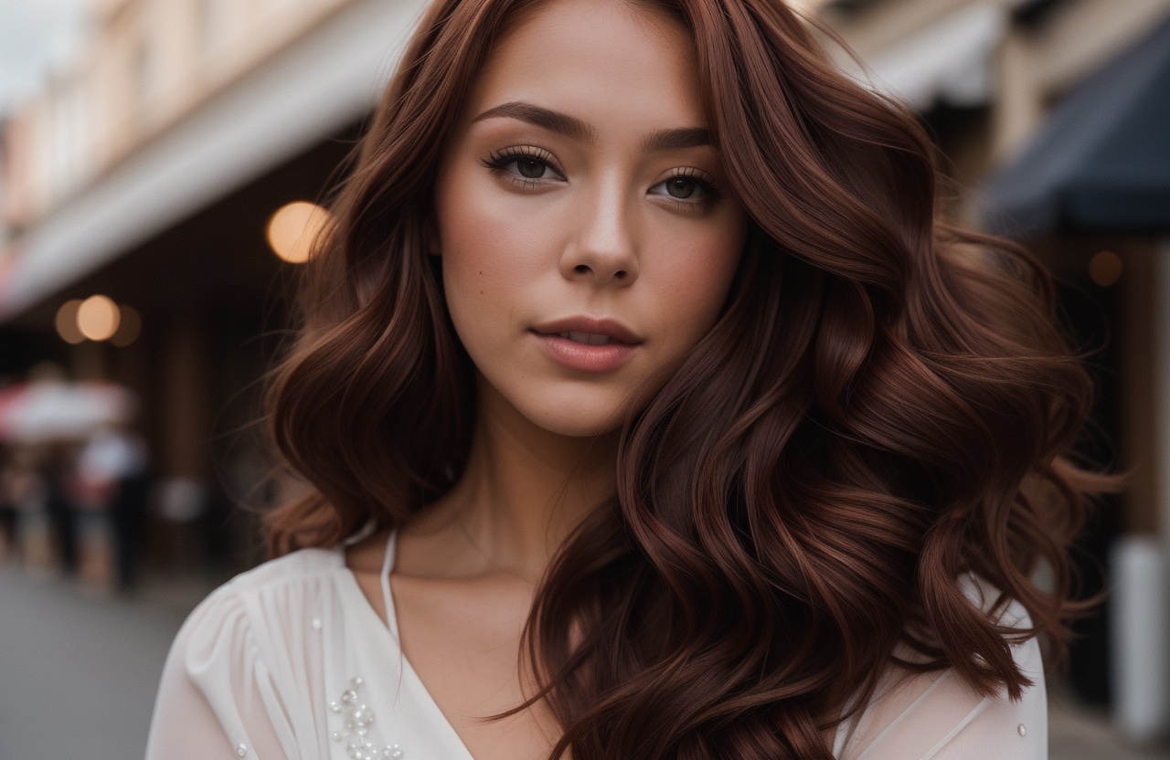 stunning chestnut brunette hair color