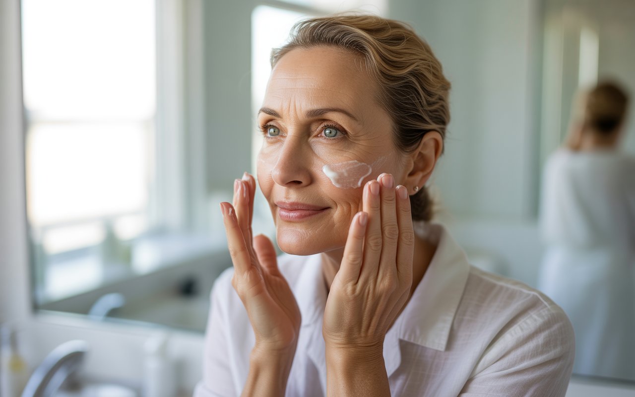 55 yrs old Woman Skincare routine at home