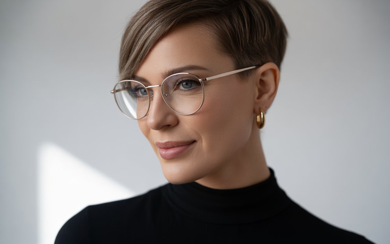 Woman with short haircut