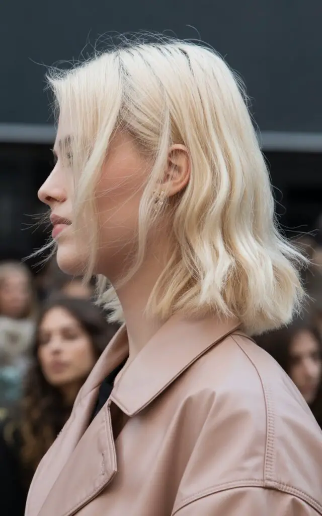 vanilla blonde hair looking freshly colored and vibrantly maintained with no fading or brassiness