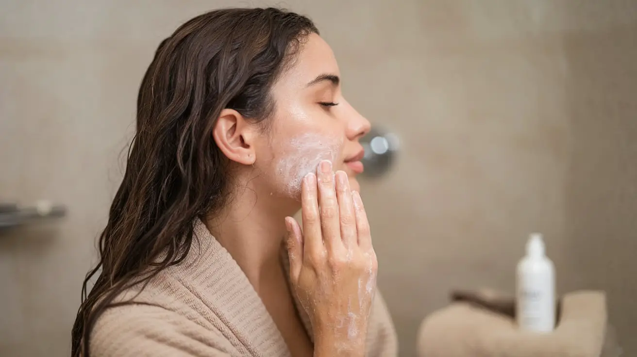 woman exfoliating skin in the shower