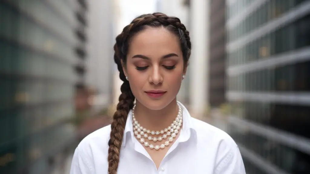 French Braid Woman with Oval Face