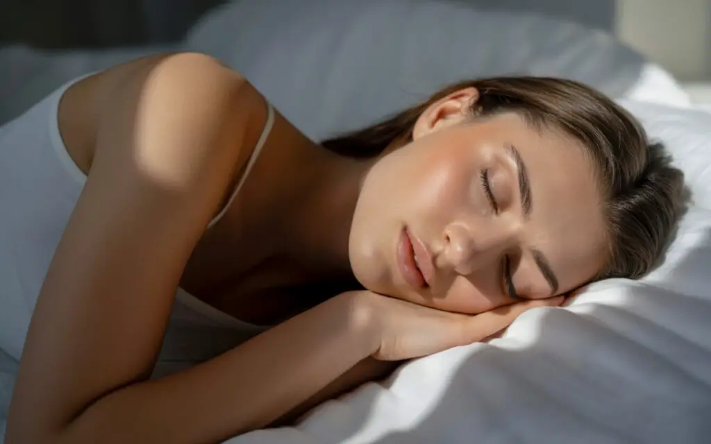 woman sleeping with beautiful skin